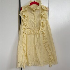 Yellow ALBERTA FERRETTI Eyelet Ruffle Dress
